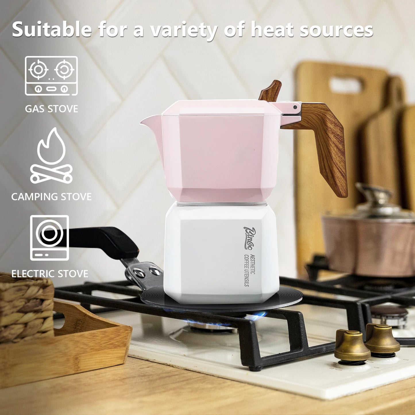 Stovetop Espresso Maker 2 Cups,Creative Cube Moka Coffee