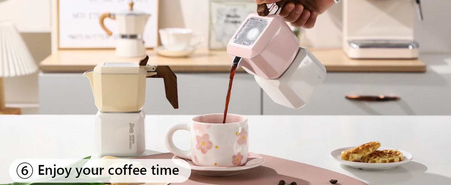 Stovetop Espresso Maker 2 Cups,Creative Cube Moka Coffee