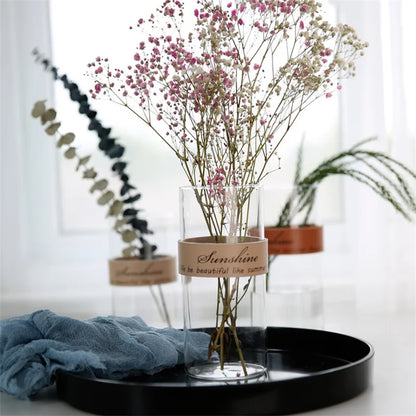 Nordic Leather Cylinder Transparent Glass Flower